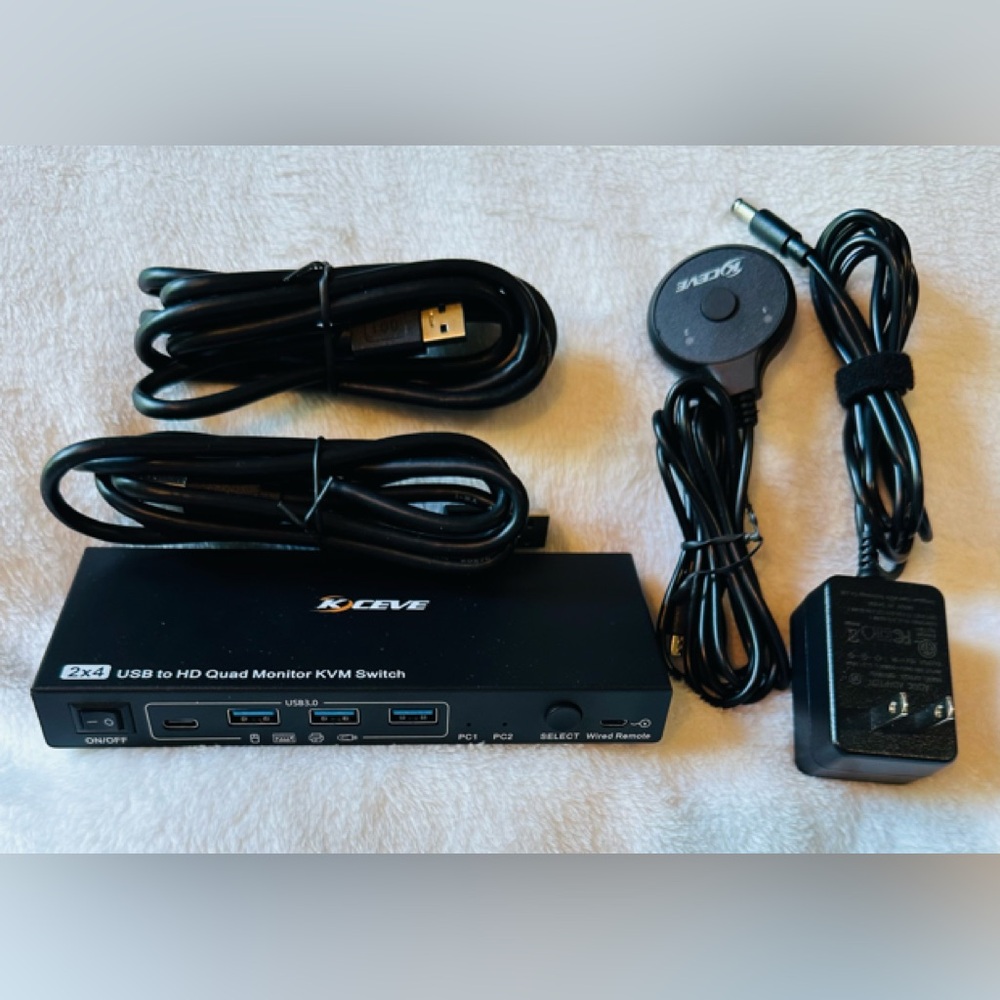 KCEVE 2 Computer, 4 Monitor (2 USB X4 HDMI) KVM Switch